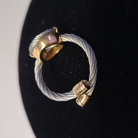 Charriol Silver Cable Ring With Gold and Enamel Flower Design - Picture 5 of 10